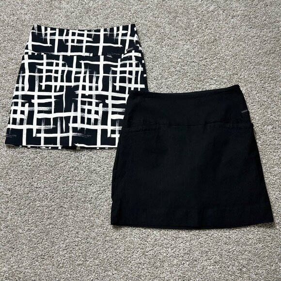 S.C.&Co. Womens Sz M 2-Pack Skorts Black & White Print Stretchy Rayon - Picture 2 of 11